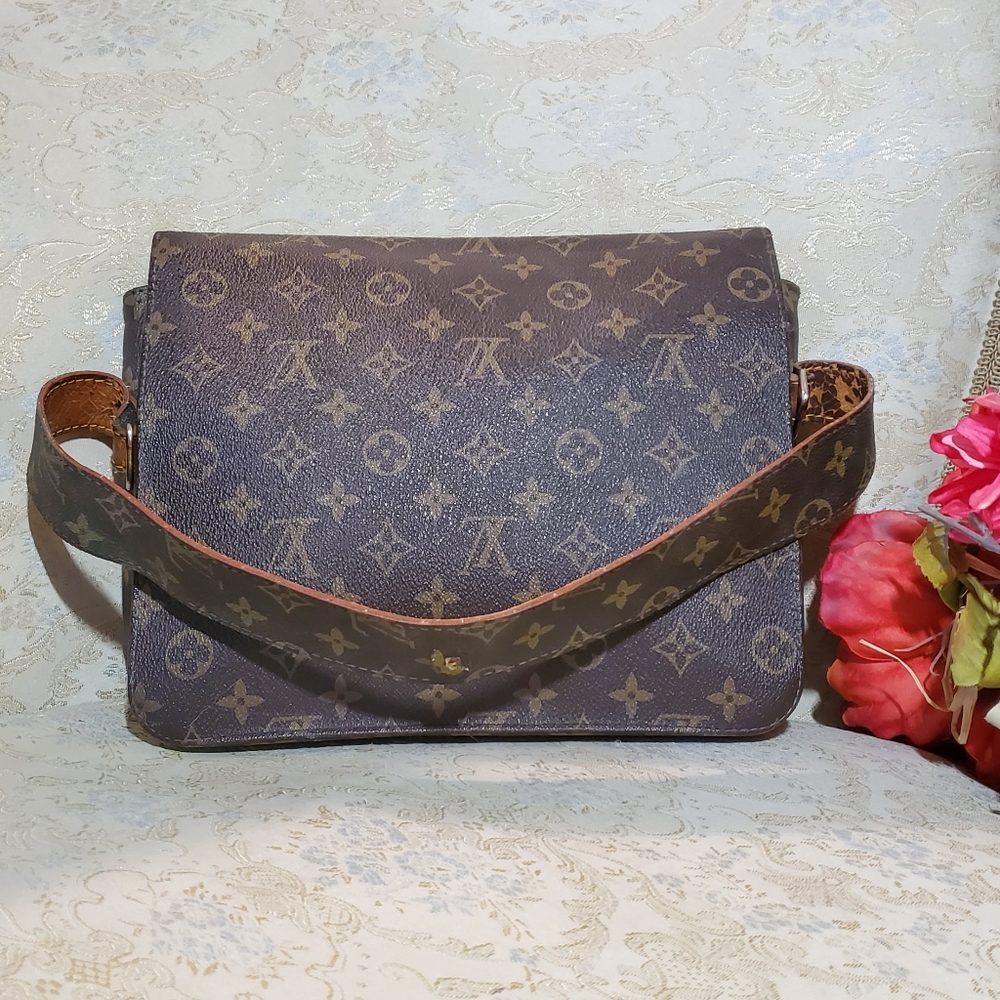 Louis Vuitton Brown Monogram Canvas Satchel with Gold Chain - Picture 5 of 8
